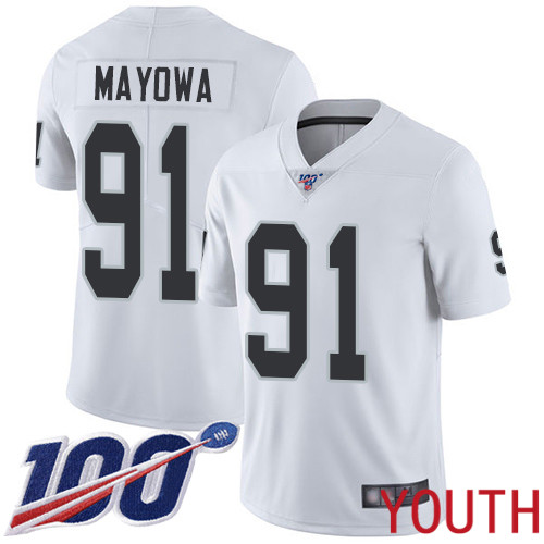 Oakland Raiders Limited White Youth Benson Mayowa Road Jersey NFL Football #91 100th Season Vapor Jersey
